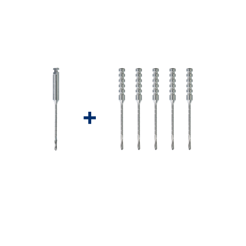 RootEX - SET COURT (Foret Ø1.8 mm x 1 + Extracteurs Ø2.0 mm x 5) - Lot de 6